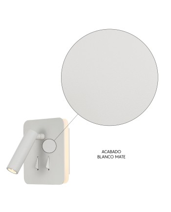 CAYMAN SQ* APLIQUE BLANCO LECTOR LED 3W+6W 3000K